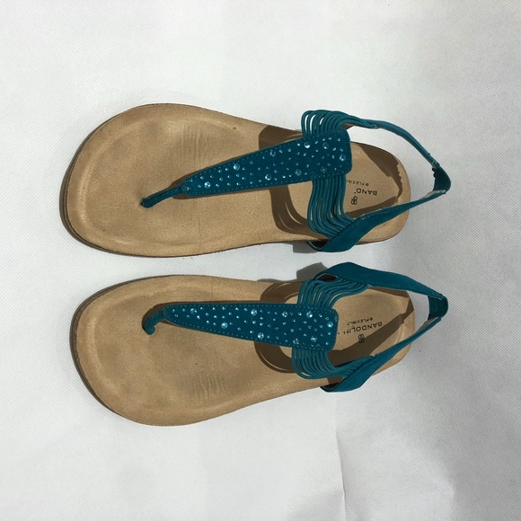 Bandolino B-Flexible Wedge T-strap Teal Sandal 7.5 - Picture 6 of 6